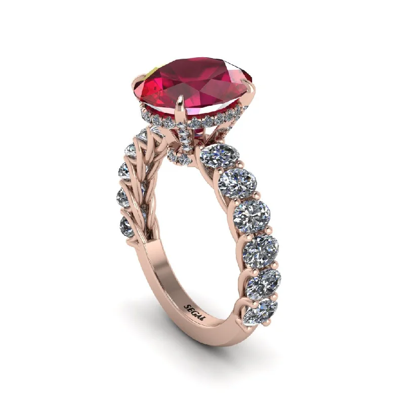 Unique Gemstone Wedding Rings For Grooms-4ct Oval Cut Ruby Engagement Ring - Xena No. 11