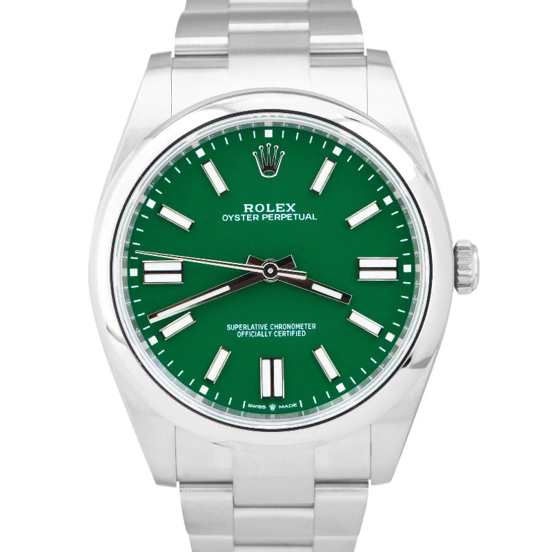 Timeless Watches For Professionals-NEW 2024 PAPERS Rolex Oyster Perpetual 41mm GREEN Watch Stainless 124300 BOX