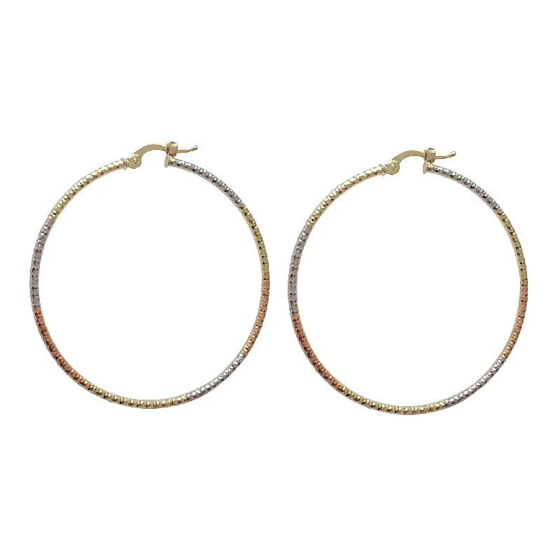 Colorful Resin Earrings For Party Wear-Tricolor Popcorn Hoop Earrings (14K)