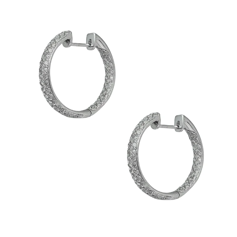 Minimalist Earrings With Pearls For Day Wear-[0.8 inch] Diamond Pave Inside-Out Hoops Earrings (14K)