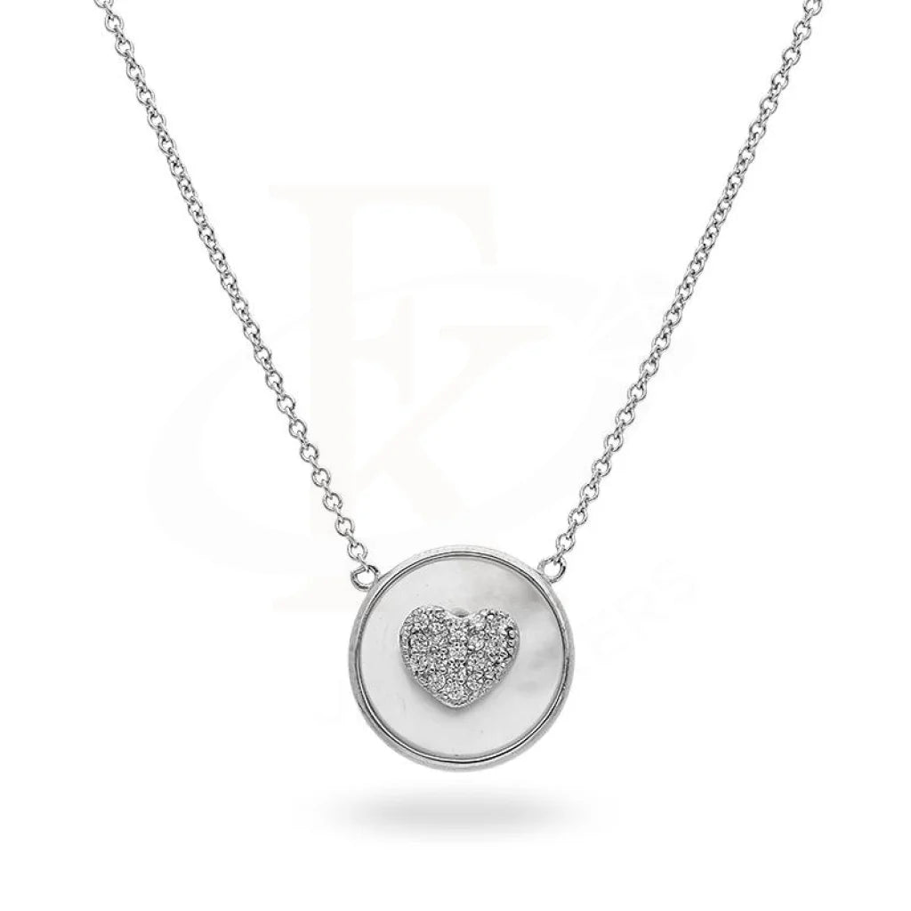 Classic Pendant Necklace For Formal Wear-Sterling Silver 925 Round Shaped Heart Necklace - FKJNKLSL2185