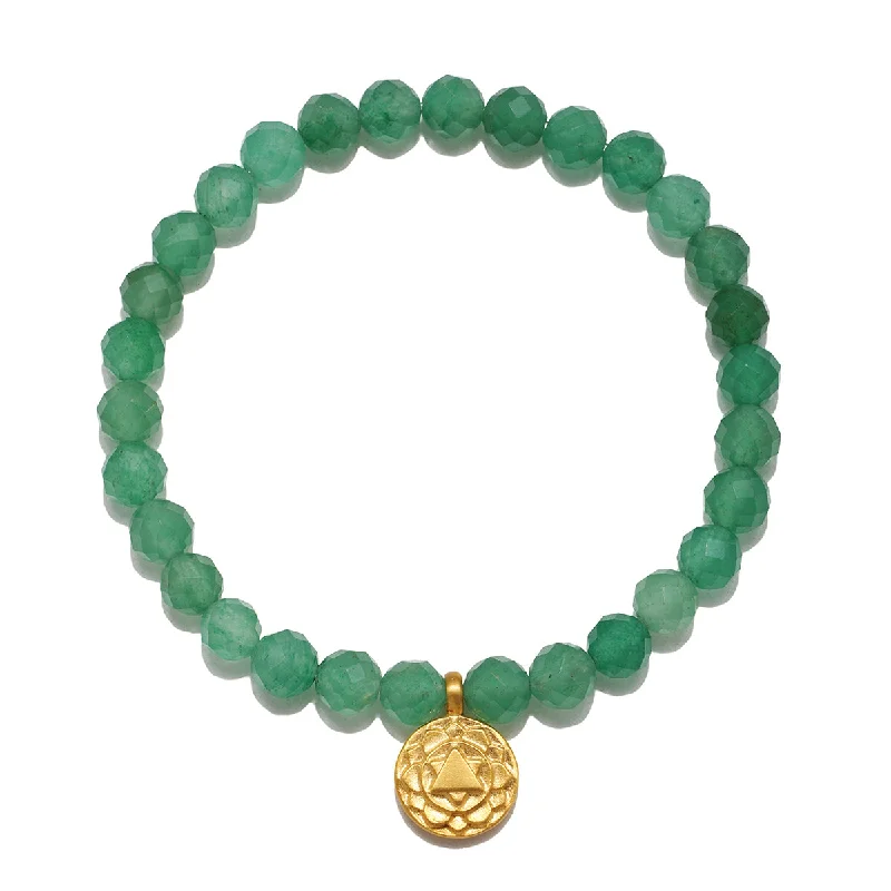 Beautiful Gold Bracelets For Women-Heart Chakra Aventurine Stretch Bracelet