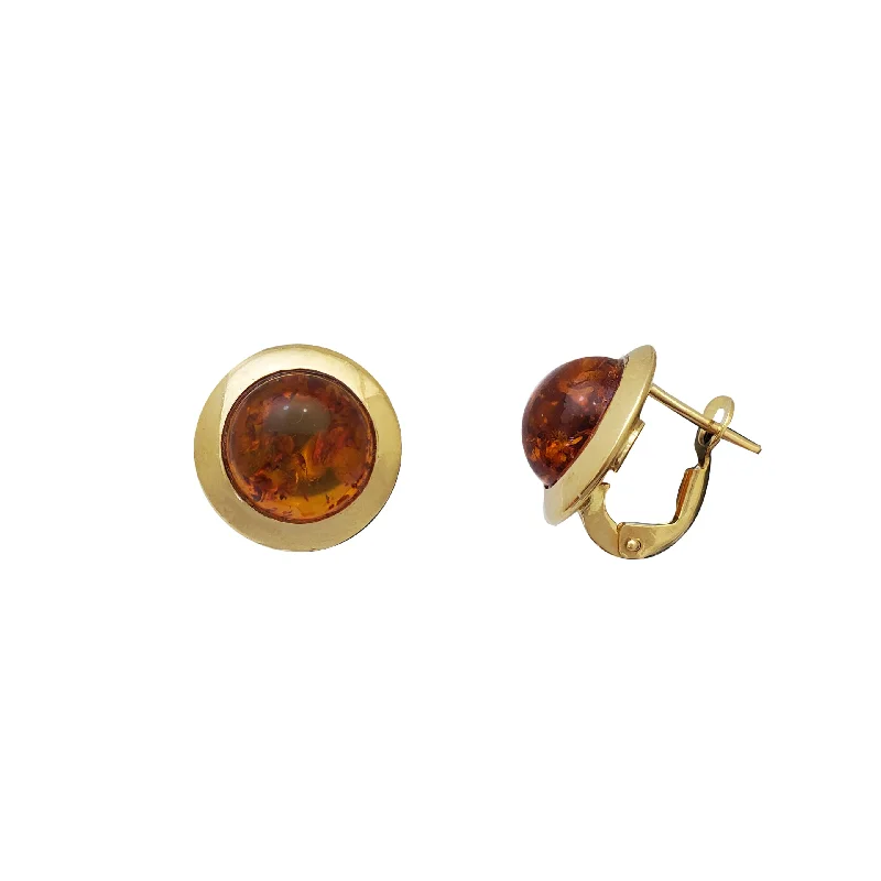 Fashionable Crystal Earrings For Evening Look-Amber Omega Back Earrings (14K)