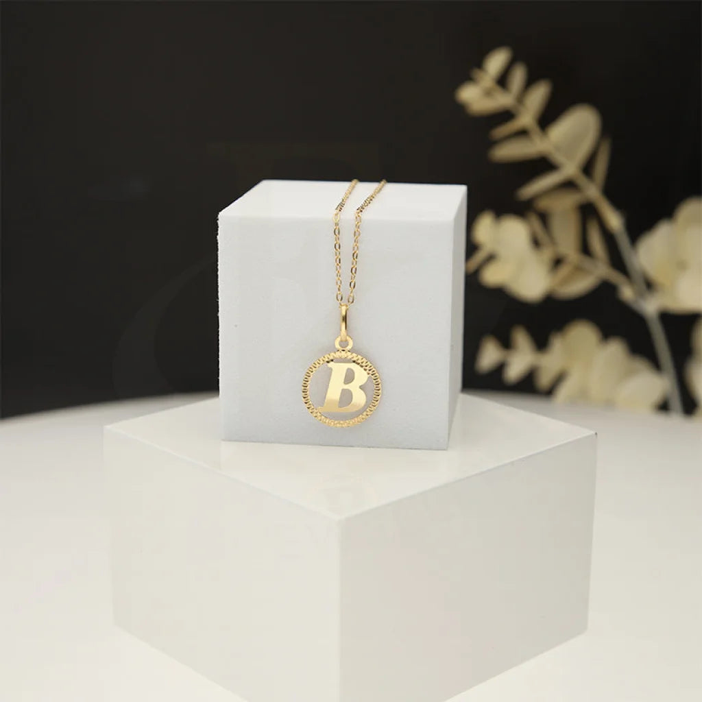 Personalized Crystal Pendant Necklace For Weddings-Gold Necklace (Chain With Round Shaped Alphabet Pendant) 18KT - FKJNKL18K5243