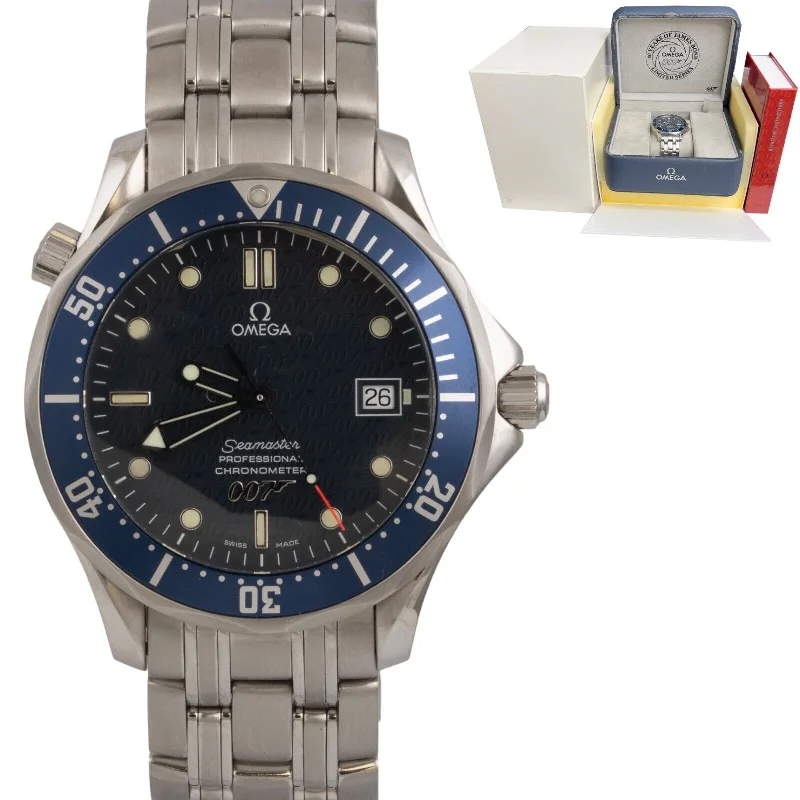 Women’s Stylish Watches With Colorful Dials-Omega Seamaster Diver 300M 007 James Bond 40th 41mm Blue Watch 2537.80.00 B+P