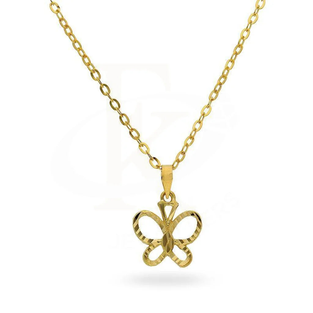 Elegant Sapphire Necklace For Special Events-Gold Butterfly Shaped Necklace (Chain with Pendant) 18KT - FKJNKL18K2377