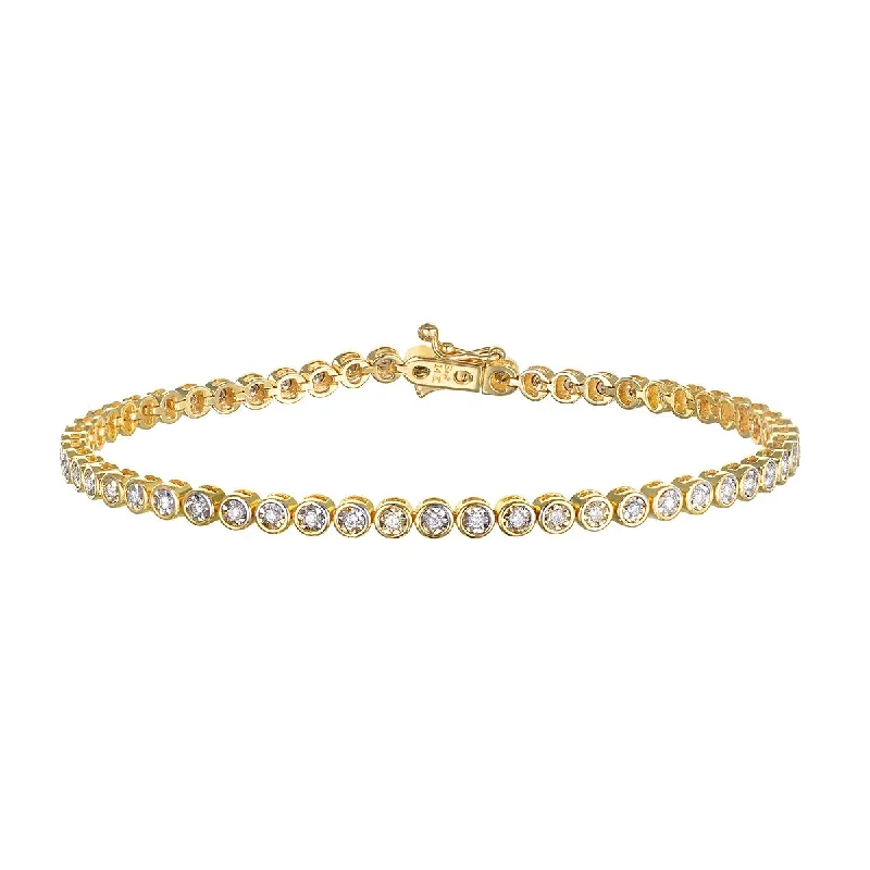 Trendy Friendship Bracelets With Names-Diamond 14kt Gold Tennis Bracelet