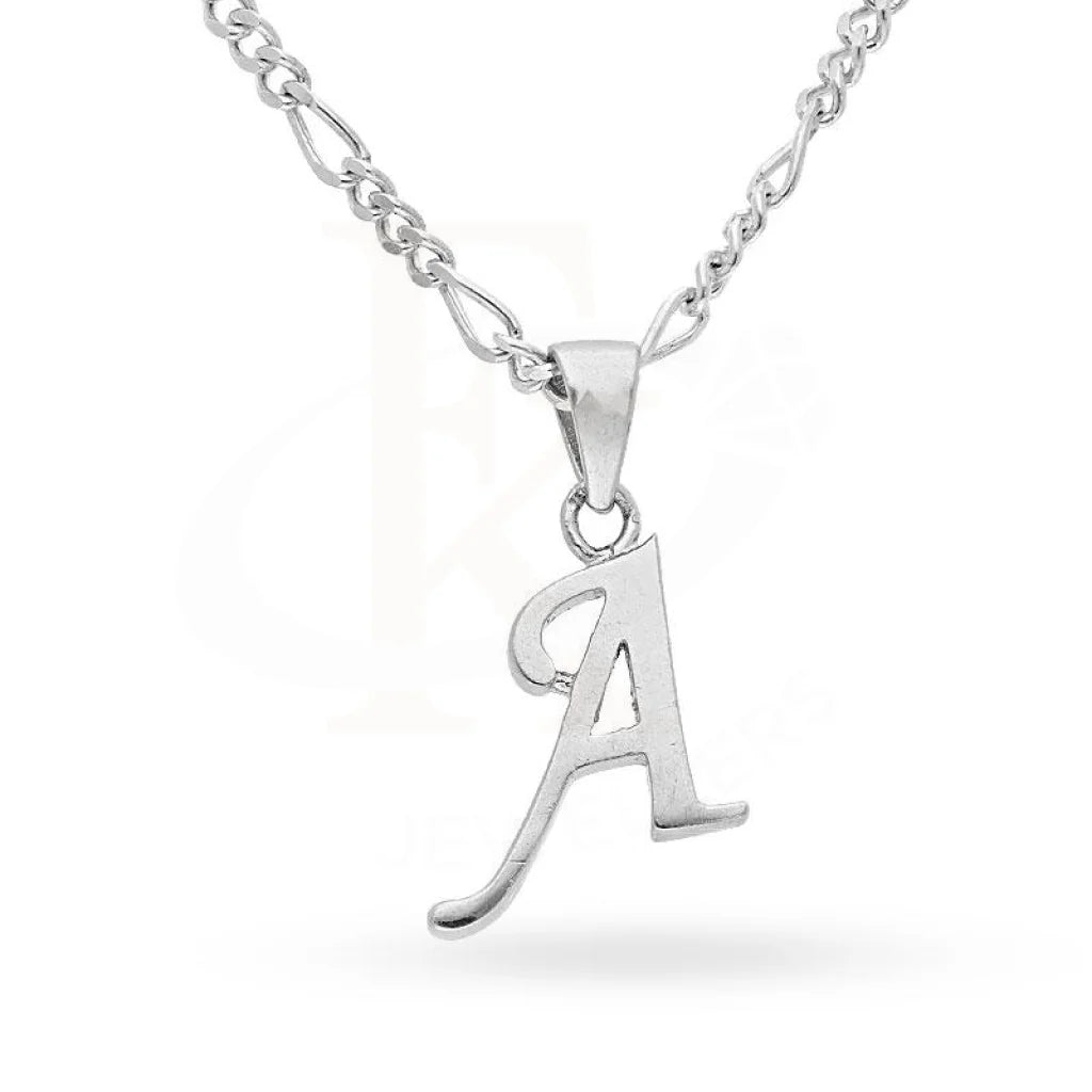 Trendy Crystal Necklace For Evening Wear-Sterling Silver 925 Necklace (Chain with Alphabet Pendant) - FKJNKLSL2098