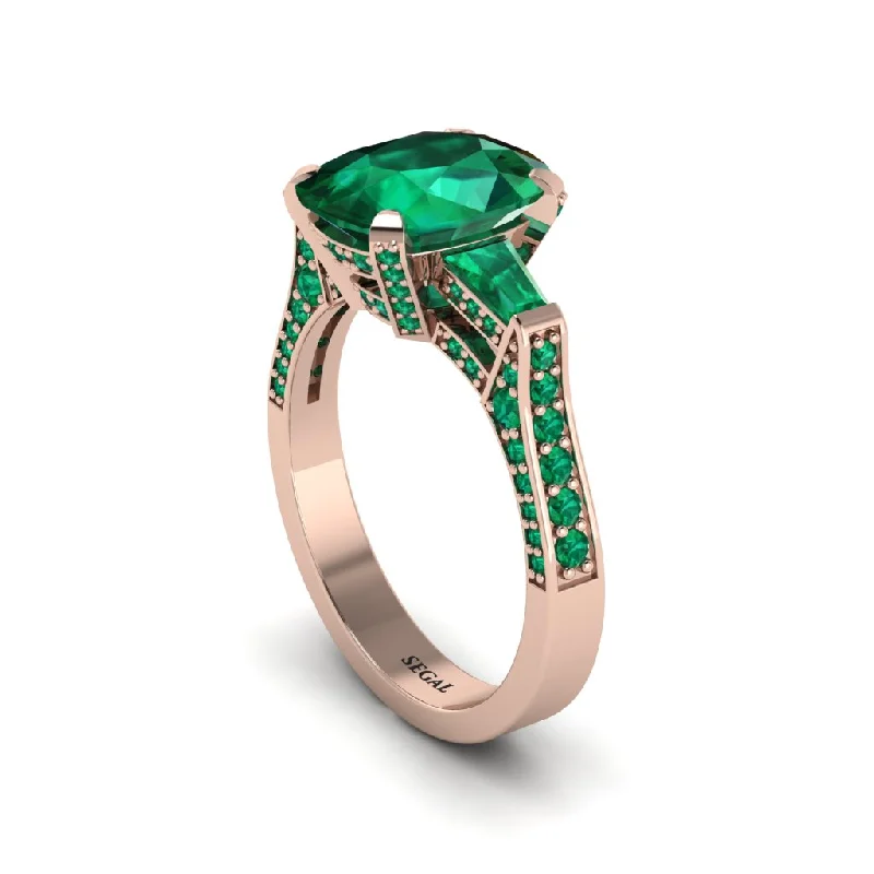 Elegant Wedding Rings For Fashion-Forward Brides-Exclusive Handmade Emerald Geometrical Engagement Ring - Yolanda No. 20