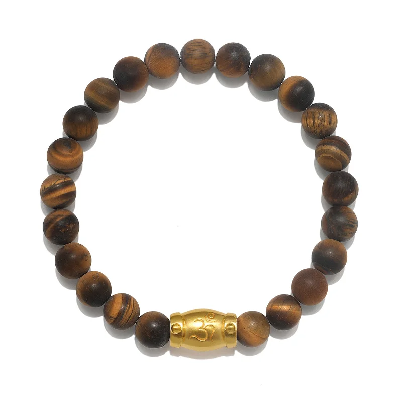 Vintage Inspired Silver Bracelets-Personal Power Tiger Eye Gemstone Men's Bracelet