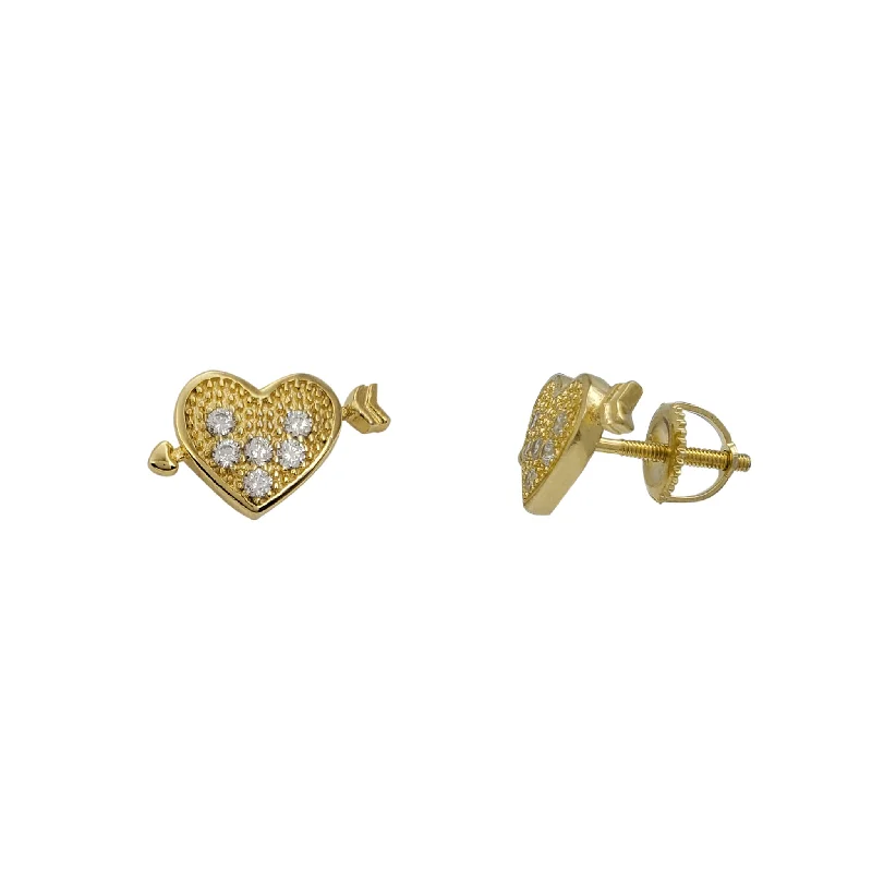 Elegant Teardrop Earrings For Evening Wear-Zirconia Heart & Arrow Yellow Stud Earrings (Silver)