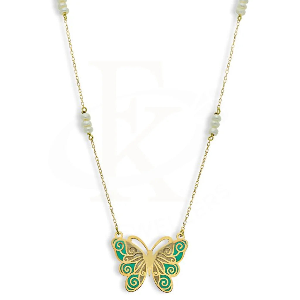 Trendy Crystal Pendant Necklace For Weddings-Gold Butterfly Necklace 18KT - FKJNKL18K2555