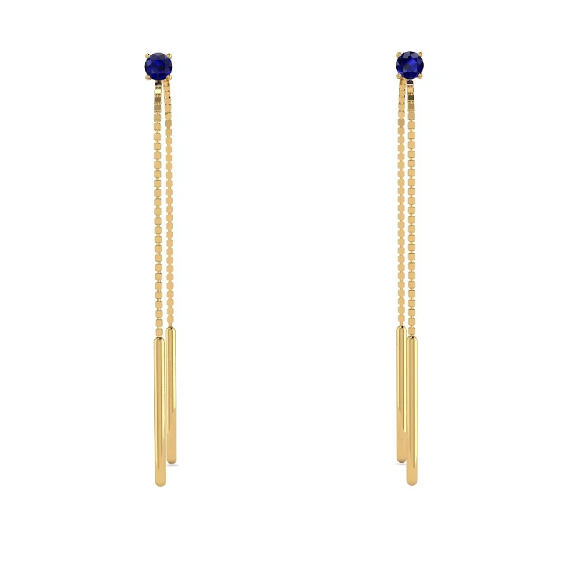 Luxury Earrings With Pearls For Evening Wear-Hanging Sapphire Earrings - Alaia No. 13