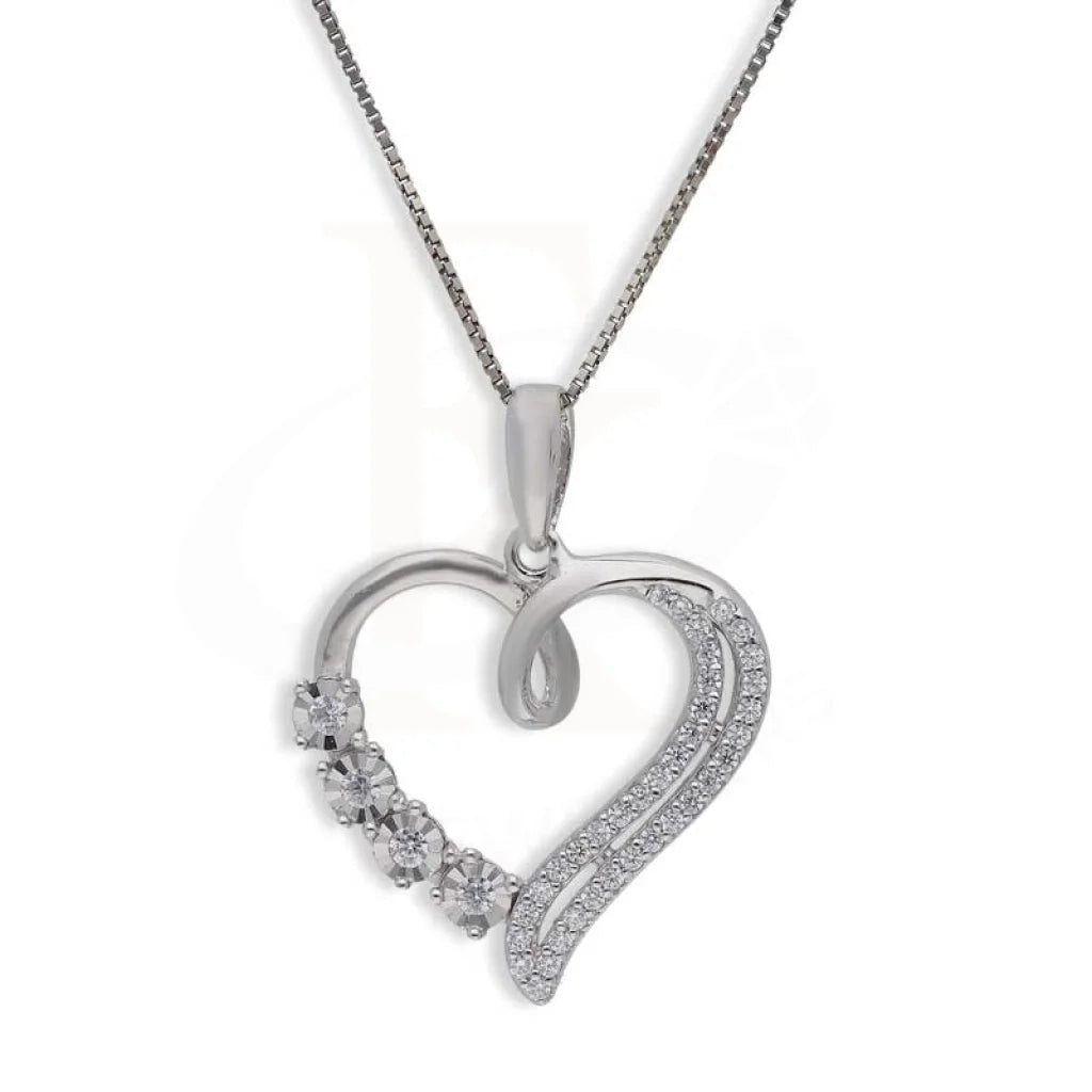 Elegant Sapphire Necklace For Special Events-Sterling Silver 925 Necklace (Chain with Heart Pendant) - FKJNKLSL2997