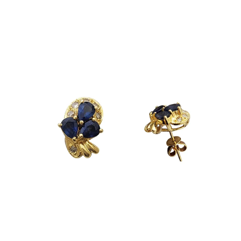 Gold Earrings With Amethyst For Fashion-Diamond & Sapphire Stud Earrings (14K)