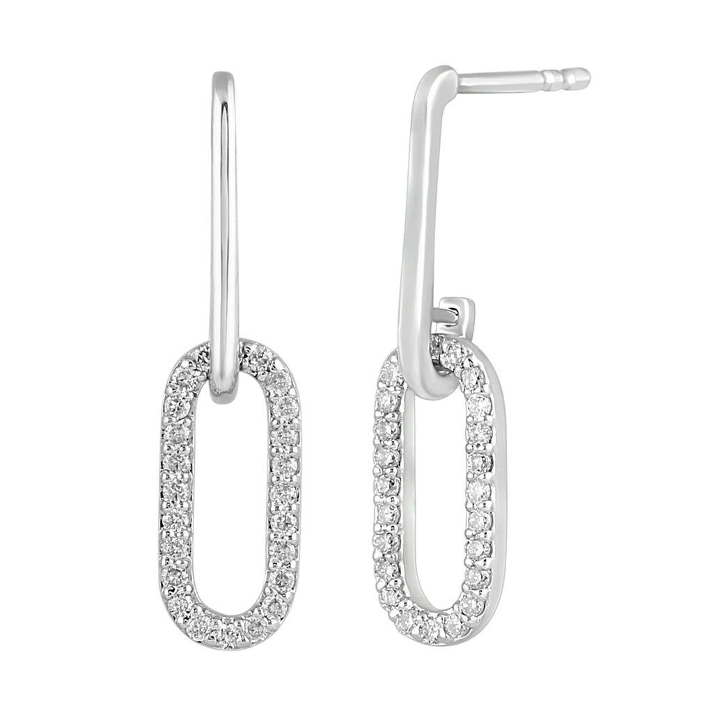 Elegant Teardrop Earrings For Evening Wear-Diamond Elongated (Paperclip) Earrings (14K)