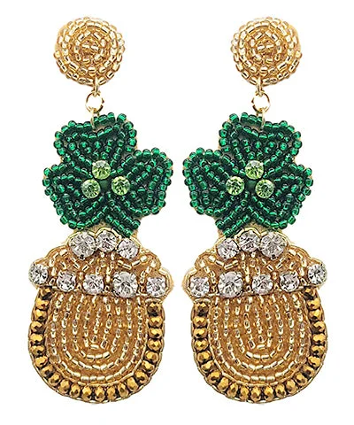 Luxury Diamond Earrings For Engagement-St Patricks Pot Of Gold Earrings