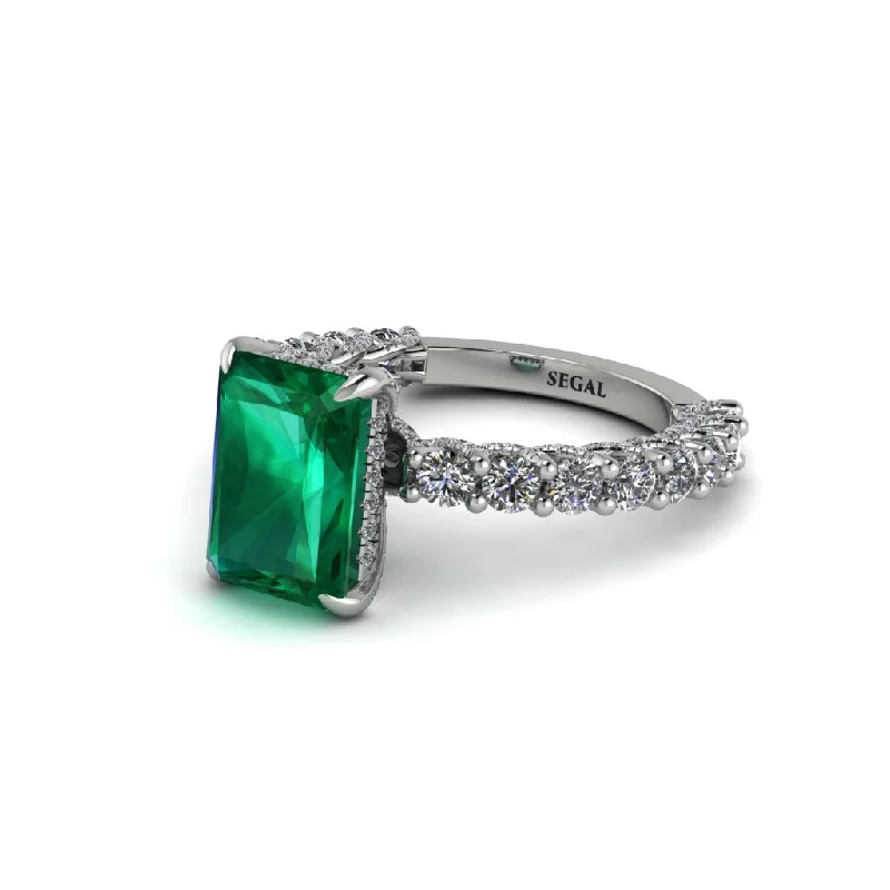 Classic Gemstone Engagement Rings For Brides-Vintage Radiant Cut Emerald Engagement Ring - Renee No. 6