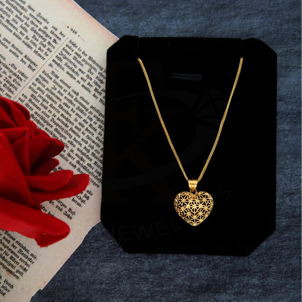 Personalized Name Pendant Necklace For Brides-Gold Necklace (Chain with Heart Pendant) 21KT - FKJNKL21KM8381