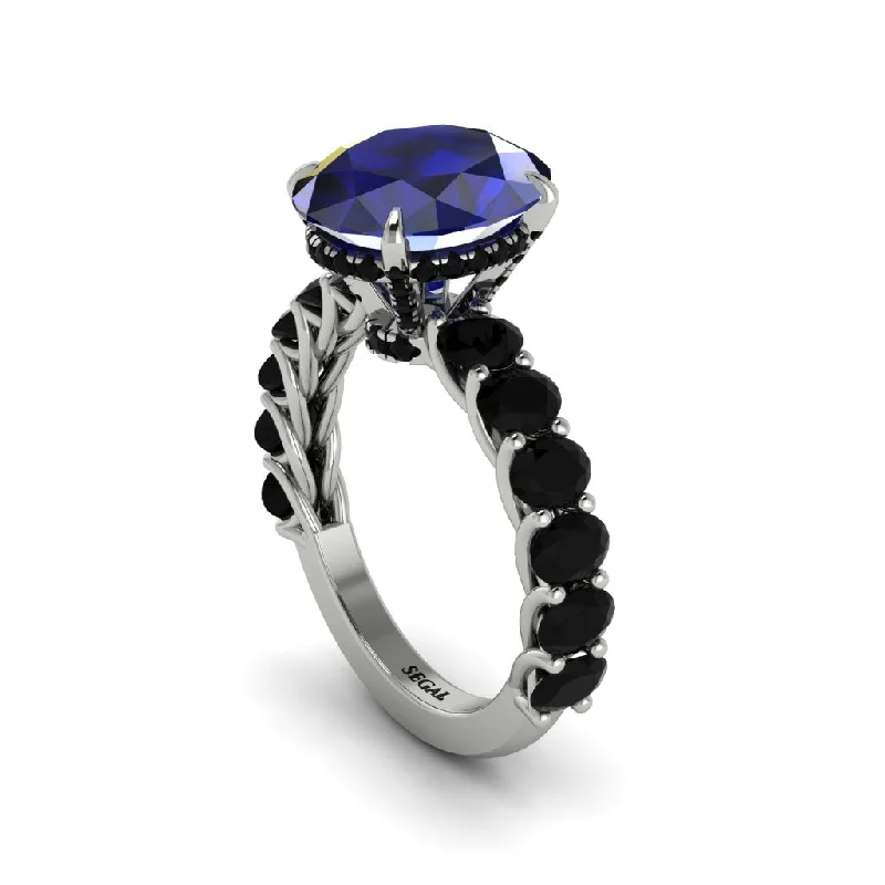 Trendy Stackable Rings For Fashion-Forward Brides-4ct Oval Cut Sapphire Engagement Ring - Xena No. 45