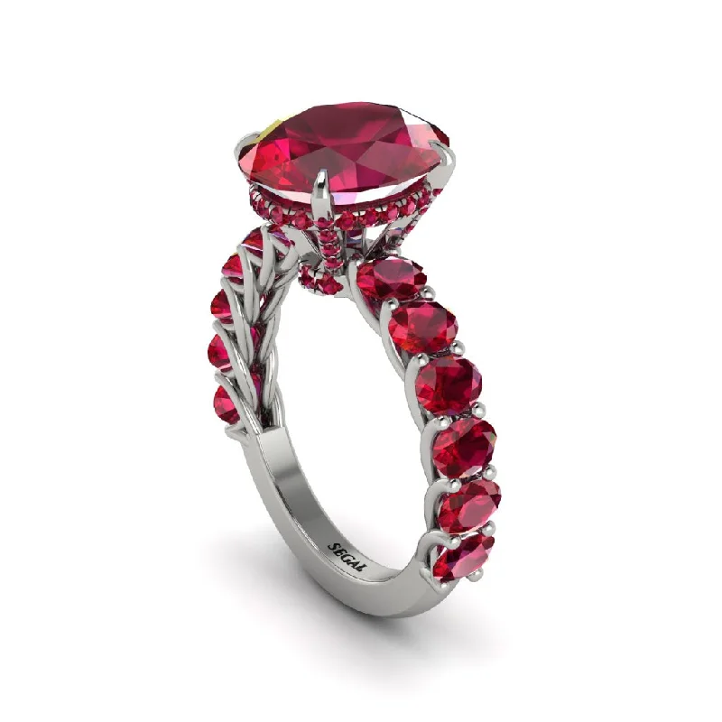 Sparkling Gold Rings For Engagement Gifts-4ct Oval Cut Ruby Engagement Ring - Xena No. 57