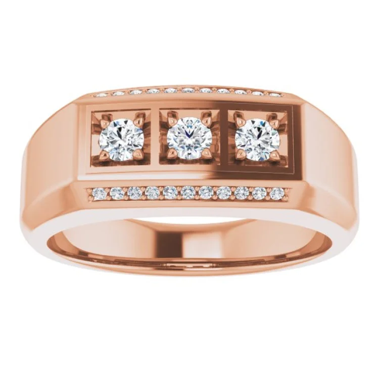 Elegant Engagement Rings With Colored Gemstones-14K Rose 3/8 CTW Natural Diamond Ring