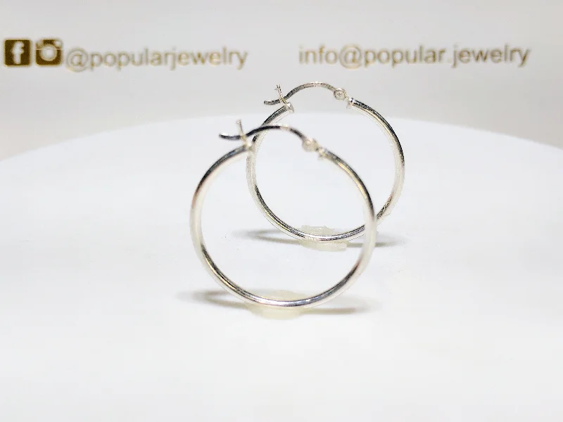 Statement Earrings For Fashion Week-Hoop Earrings (Plain) Sterling Silver