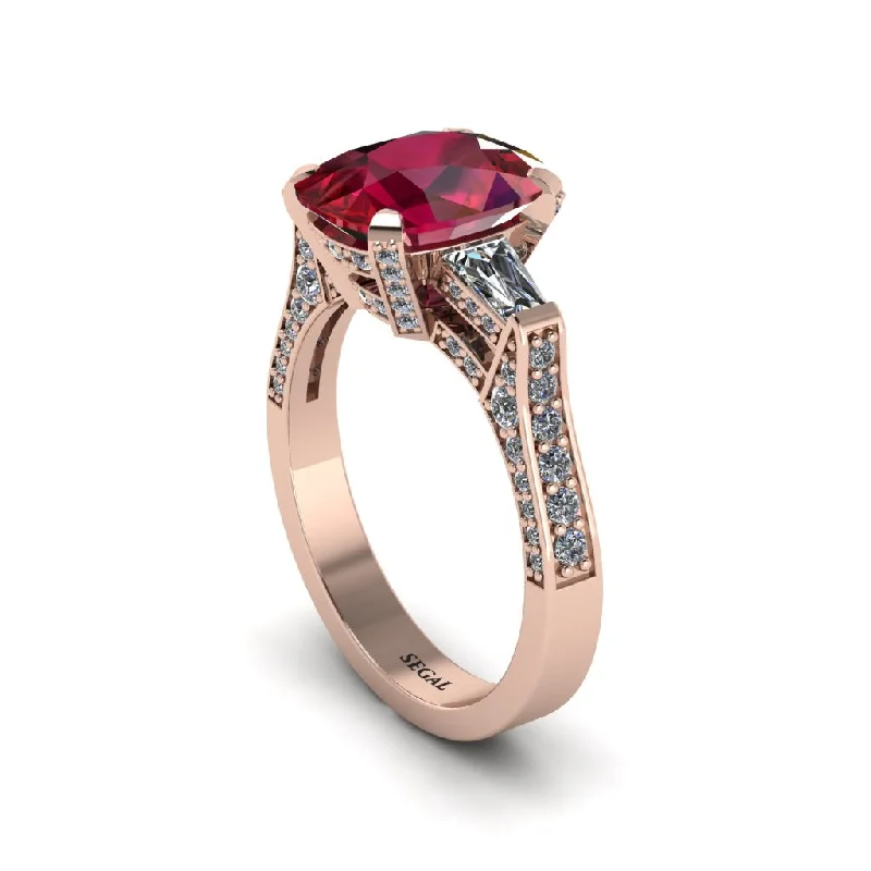 Luxury Platinum Wedding Rings For Brides-Exclusive Handmade Ruby Geometrical Engagement Ring - Yolanda No. 11