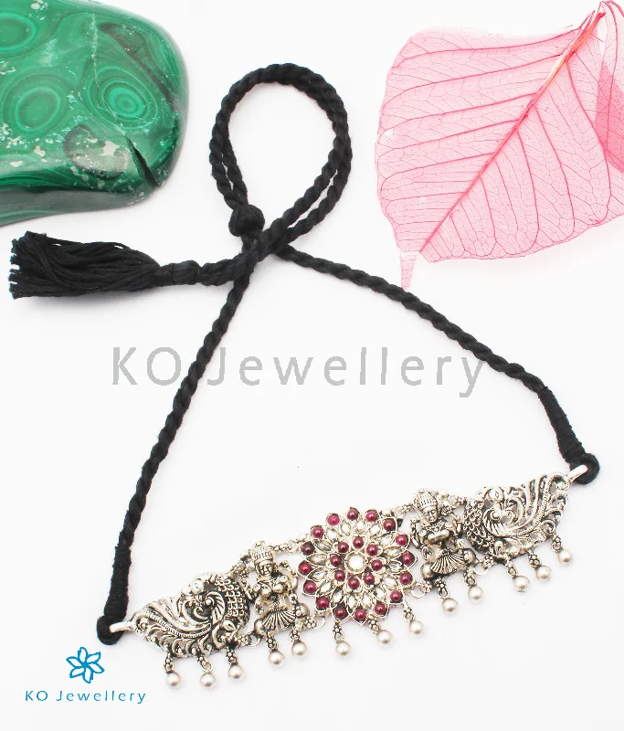 Personalized Family Necklace For Mothers-The Dhanya Silver Lakshmi Choker Necklace/ Vanki (Oxidised)