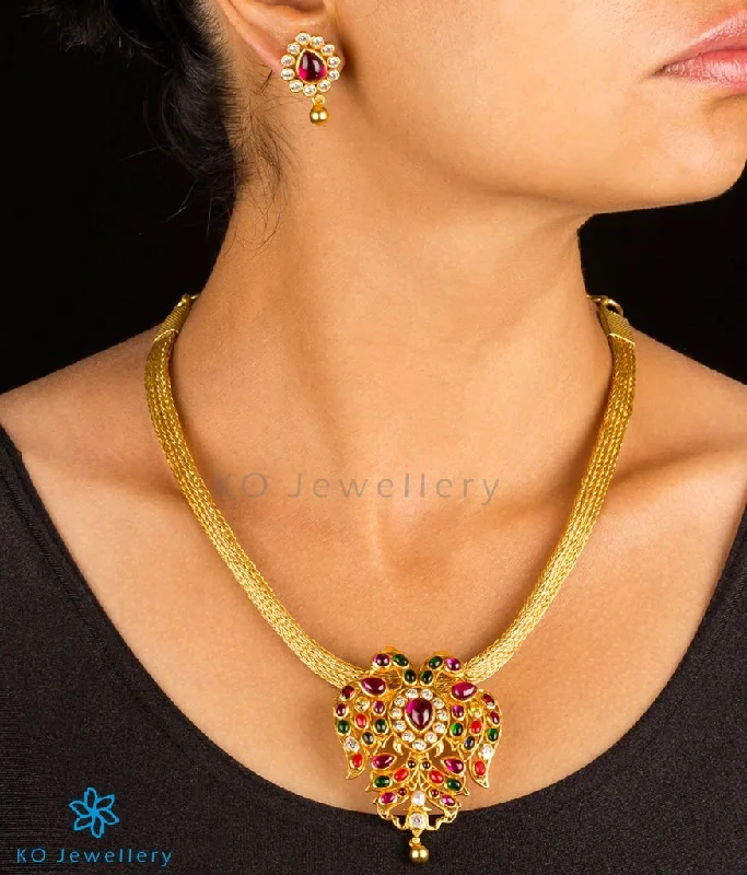 Handcrafted Gemstone Necklace For Casual Style-The Gandaberunda Silver Navratna Necklace