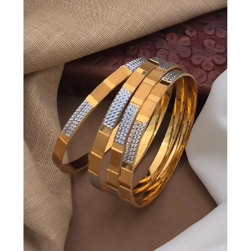 Elegant Custom Bangles For Wedding Day Jewelry-Akruti Collection Gold Plated Bangles Set