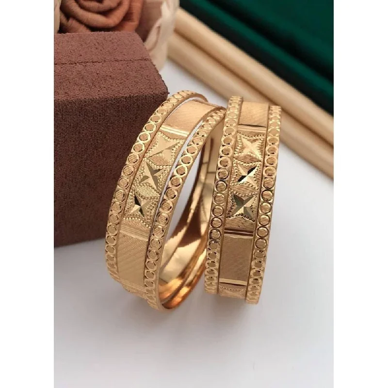 Trendy Custom Wedding Bangles For Bridesmaids Jewelry-Akruti Collection Gold Plated Bangles Set