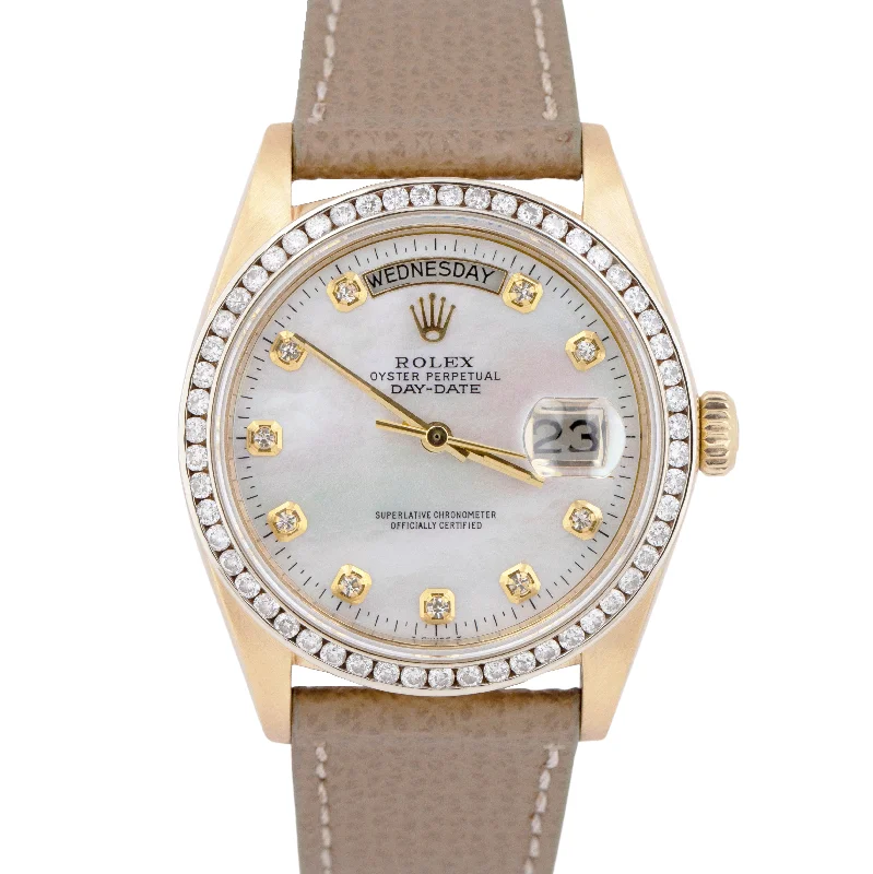 Men’s Watches With Date And Time Features-Rolex Day-Date President DIAMOND MOP 36mm 18K Yellow Gold Watch Strap 18038