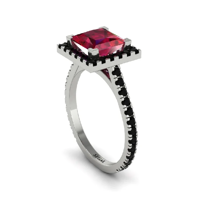 Custom Engagement Rings For Brides With Diamonds-Princess-Cut Floating Halo Ruby Engagement Ring - Candice No. 42