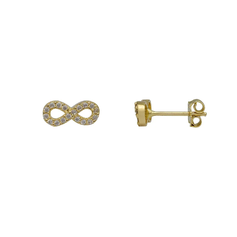 Large Crystal Earrings For Evening Wear-Zirconia Infinity Sign Stud Earrings (14K)