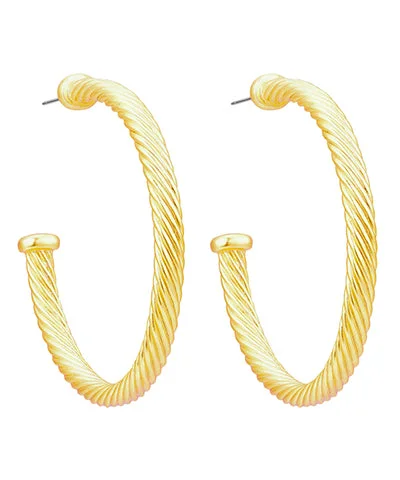 Chic Drop Earrings For Night Out-Gold Cable Hoop Earring