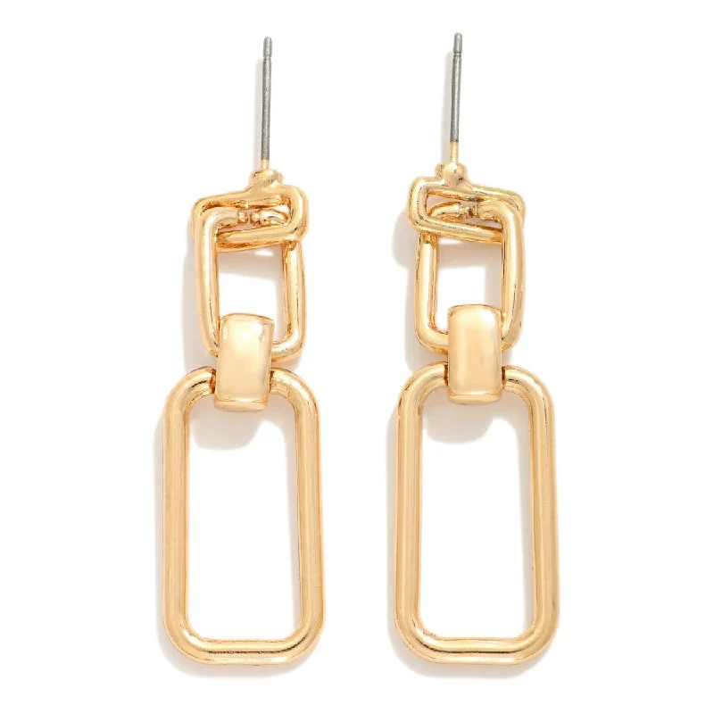 Unique Resin Earrings For Bold Look-Metal Tone Linked Rectangle Drop Earrings