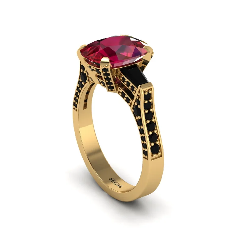 Classic Wedding Rings With Sapphire Details-Exclusive Handmade Ruby Geometrical Engagement Ring - Yolanda No. 40