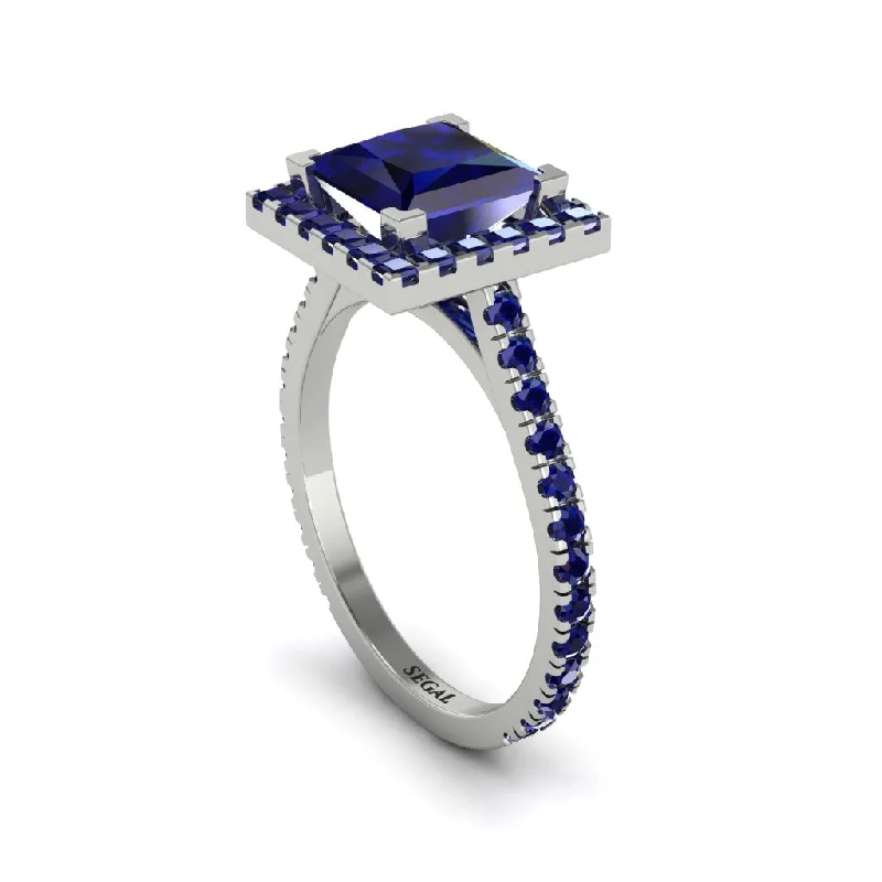 Unique Wedding Rings For Romantic Brides-Princess-Cut Floating Halo Sapphire Engagement Ring - Candice No. 75