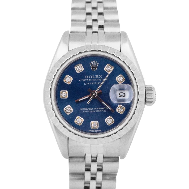 Digital Sports Watches For Men-MINT PAPERS Rolex Oyster Perpetual Date BLUE DIAMOND 26 Jubilee Watch 69240 BOX