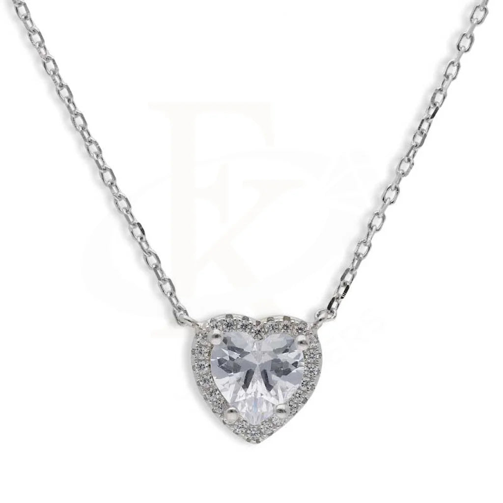 Trendy Pendant Necklace For Casual Look-Sterling Silver 925 Heart Necklace - FKJNKLSL2952