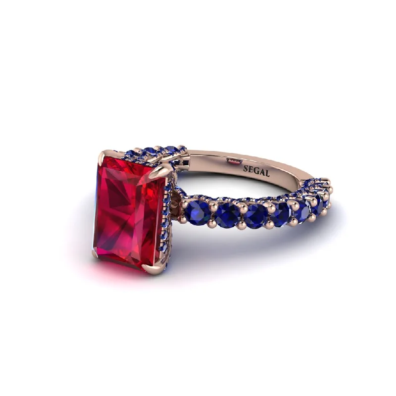 Simple Engagement Rings With Classic Gemstones-Vintage Radiant Cut Ruby Engagement Ring - Renee No. 71