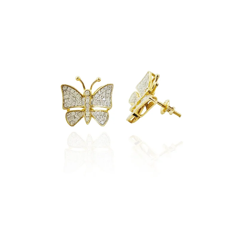 Boho Chic Earrings For Stylish Look-Diamond Butterfly Earrings (10K)