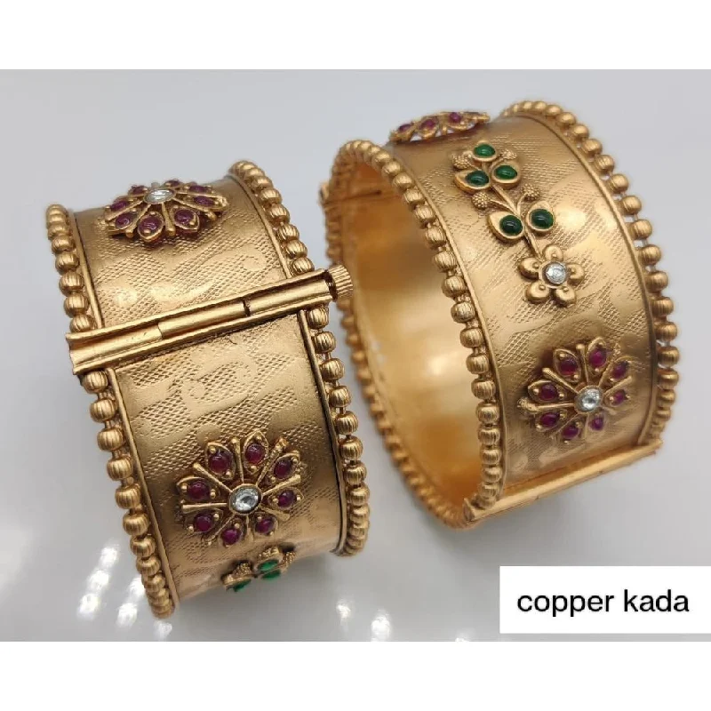 Personalized Gemstone Bangles For Wedding Day-Akruti Collection Gold Plated Pota  Bangles Set