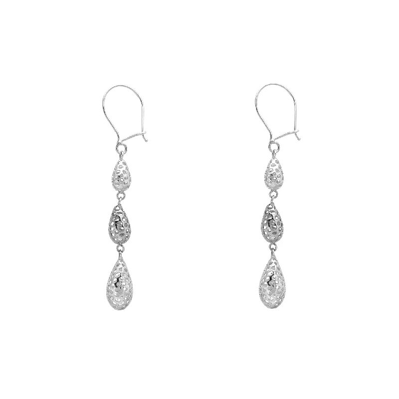 Designer Earrings For Special Occasions-Round Silhouette Teardrop Shaped Hanging Earrings (14K)