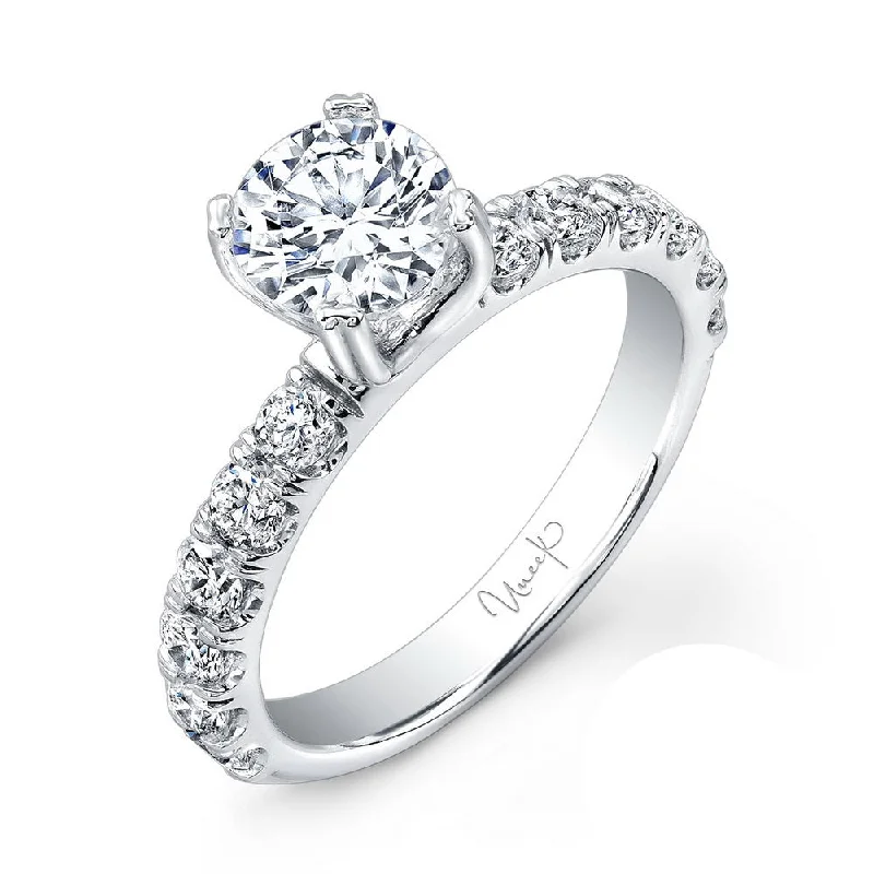 Classic Diamond Rings For Engagement Day-Uneek Classic Round Diamond Engagement Ring with U-Pave Upper Shank