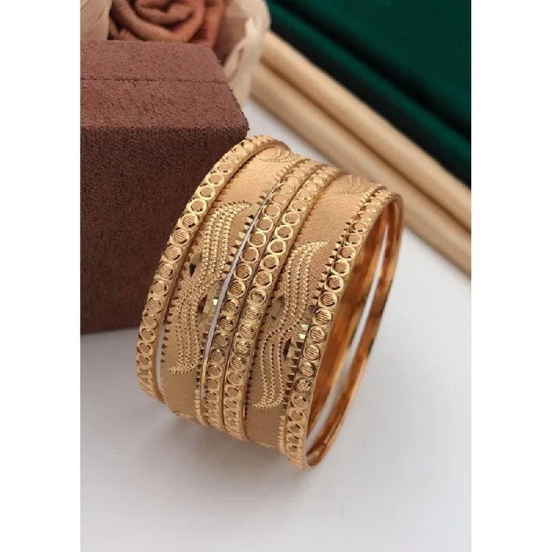 Sparkling Custom Gold Bangles For Bridesmaids-Akruti Collection Gold Plated Bangles Set