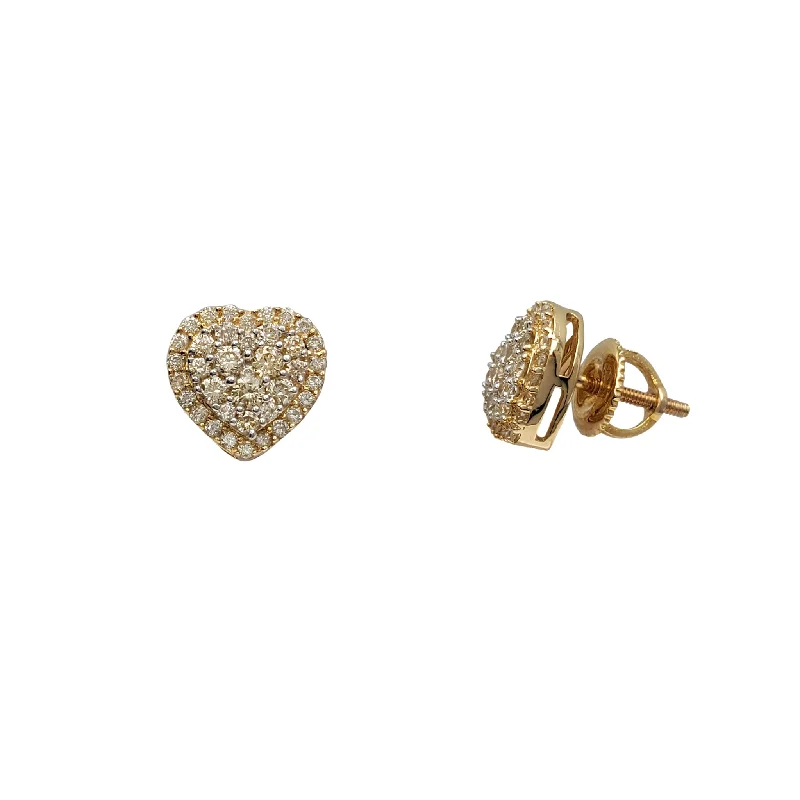 Elegant Long Earrings For Formal Events-Diamond Heart Stud Earrings (14K)