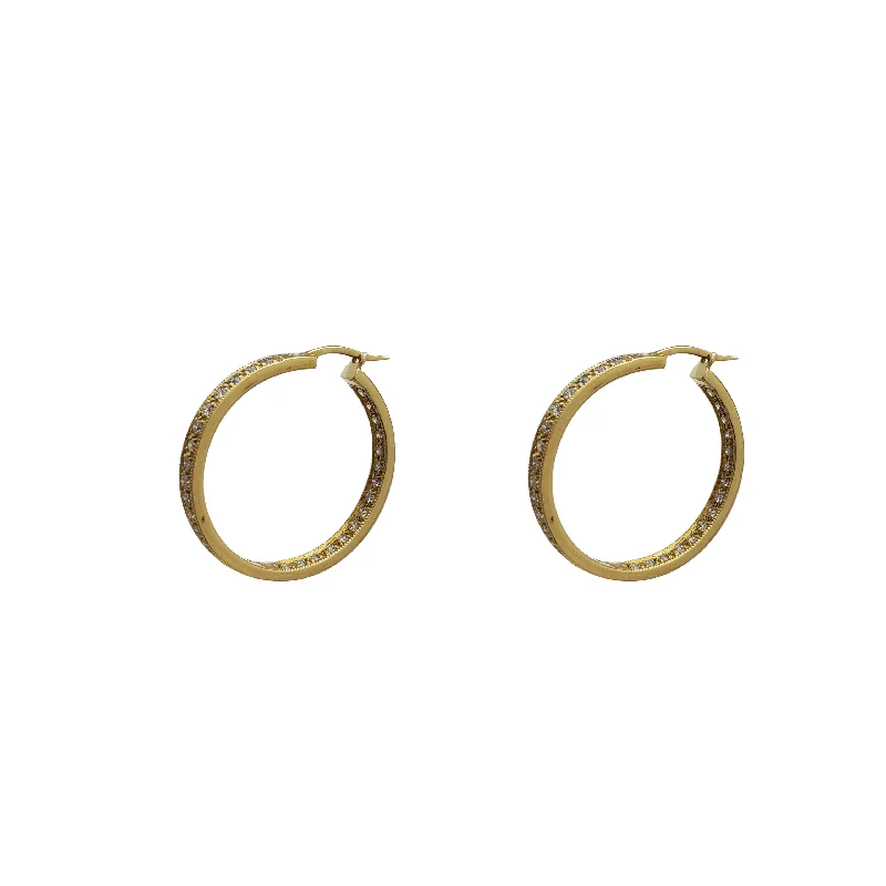 Sparkly Gemstone Earrings For Formal Events-Diamond Inside Out Hoop Earrings (14K)