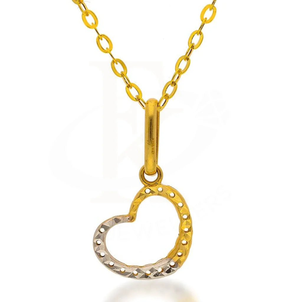 Elegant Gold Bar Necklace For Special Occasions-Gold Necklace (Chain with Dual Tone Heart Pendant) 18KT - FKJNKL18K2075